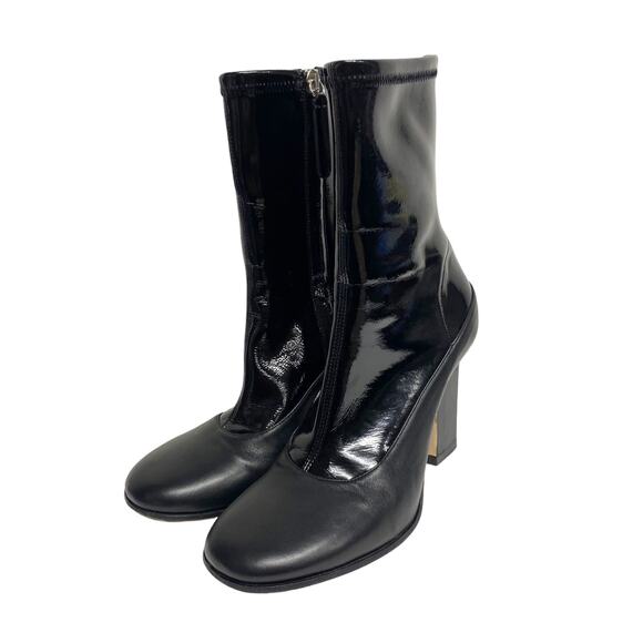 Wandler Womens Size 7 Lesly Black Patent Leather Heel Boots - Picture 1 of 11